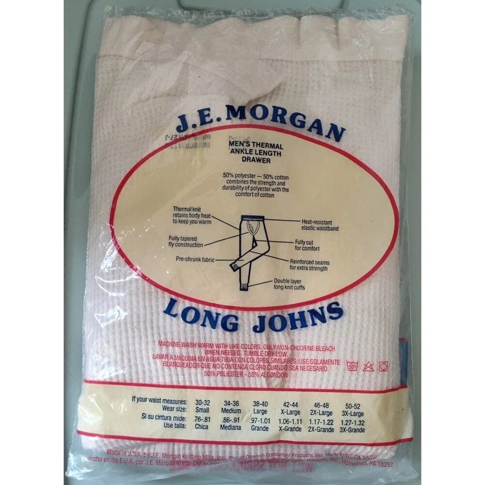 Vintage J.E. Morgan Long Johns Men’s Thermal Underwear XL NOS Pants Drawers 80s